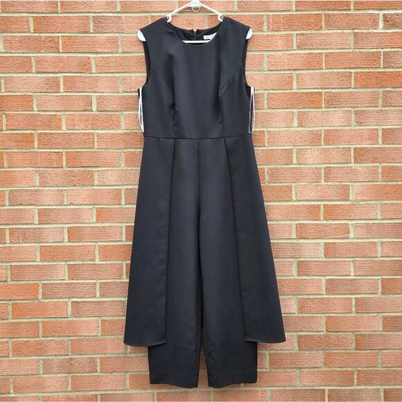 Kay Unger Walkthrough Midi Jumpsuit Size 12 Black - Picture 1 of 3